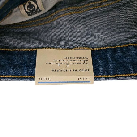 Universal Thread High-Rise Skinny Jeans Womens Size 14 Patchwork Detail Blue Den - Picture 7 of 13